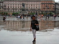 Fang  i regnvejr på Piazza del Duomo