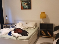 Soveværelset i vores lejede lejlighed i Budapest