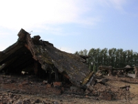 Et af de ødelagte krematorier hvor de gassede blev brændt.